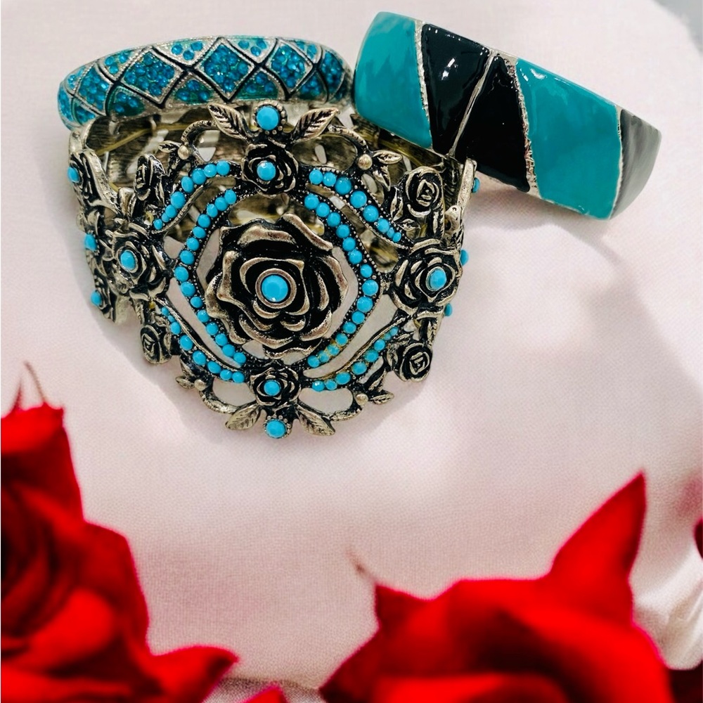 Blue and silver bracelets